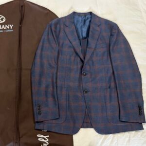 Italian Canali Blue & Brown Sport Coat w/ Modern Cut.